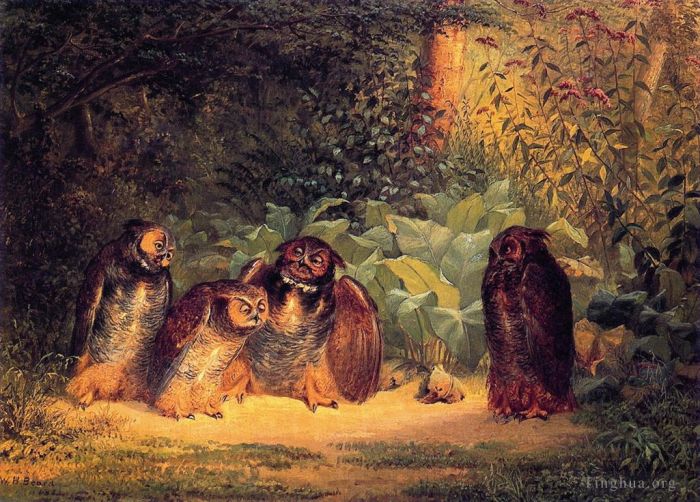 威廉·霍尔布鲁克·伯尔德 的油画作品 -  《猫头鹰》