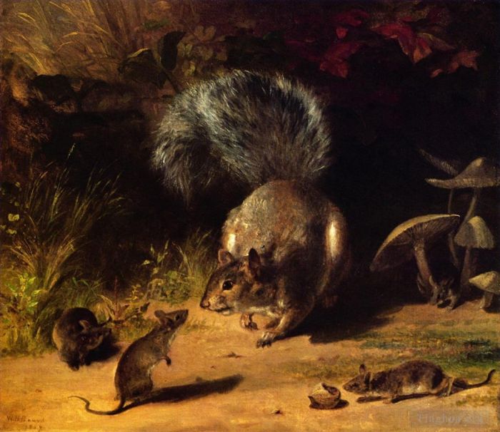 威廉·霍尔布鲁克·伯尔德 的油画作品 -  《松鼠和老鼠》