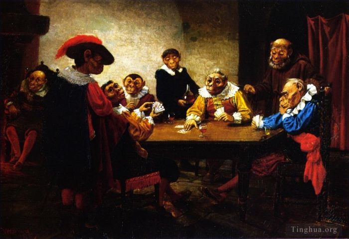 威廉·霍尔布鲁克·伯尔德 的油画作品 -  《扑克游戏》