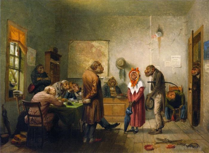 威廉·霍尔布鲁克·伯尔德 的油画作品 -  《猴子离婚》