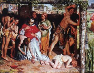 艺术家威廉·霍尔曼·亨特作品《一个皈依基督教的英国家庭保护一名基督教传教士免受德鲁伊教的迫害》