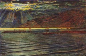 艺术家威廉·霍尔曼·亨特作品《月光下的渔船》