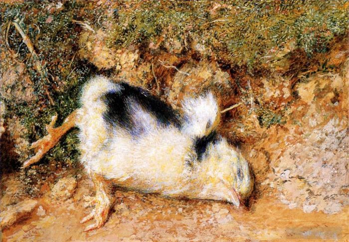 威廉·霍尔曼·亨特 的油画作品 -  《约翰拉斯金斯死了小鸡》