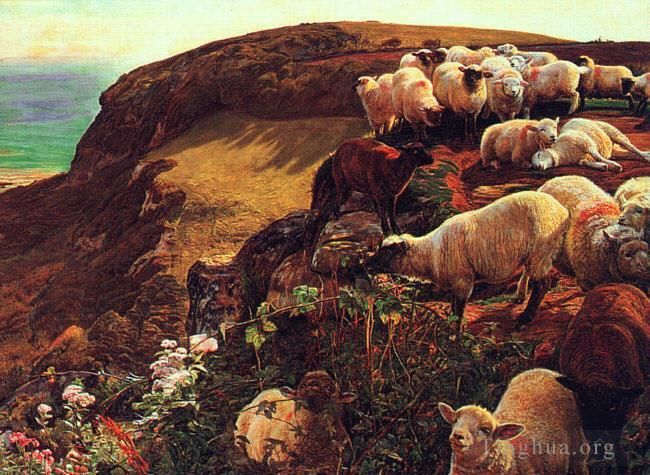 威廉·霍尔曼·亨特 的油画作品 -  《在英国海岸》