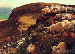艺术家威廉·霍尔曼·亨特作品《在英国海岸》