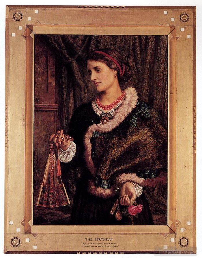 威廉·霍尔曼·亨特 的油画作品 -  《艺术家妻子伊迪丝的生日肖像》