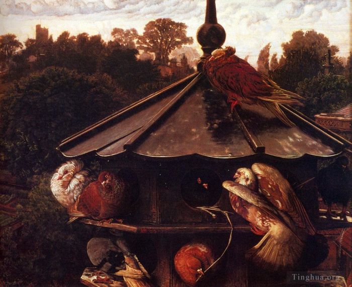 威廉·霍尔曼·亨特 的油画作品 -  《圣斯威辛节或鸽舍节》