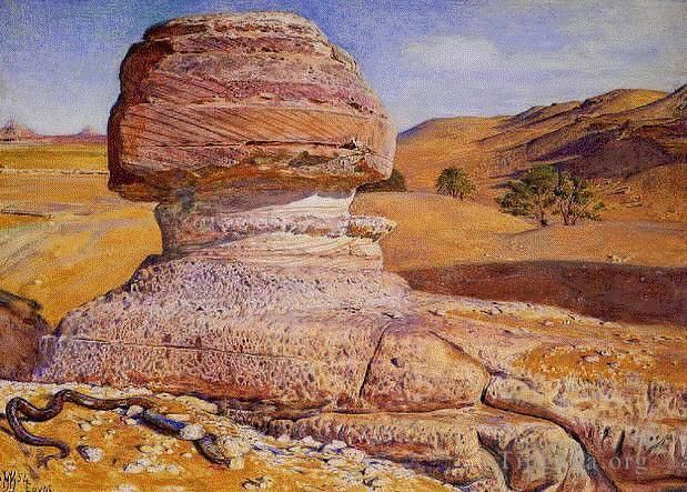 威廉·霍尔曼·亨特 的油画作品 -  《狮身人面像吉泽眺望萨哈拉金字塔》