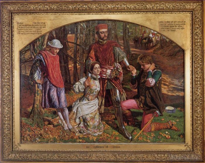 威廉·霍尔曼·亨特 的油画作品 -  《瓦伦丁从普罗透斯手中救出西尔维娅》