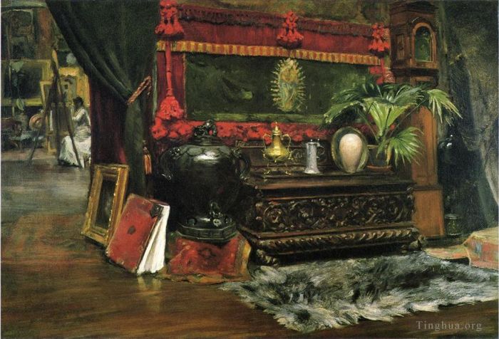 威廉·梅里特·切斯 的油画作品 -  《我工作室的一角》