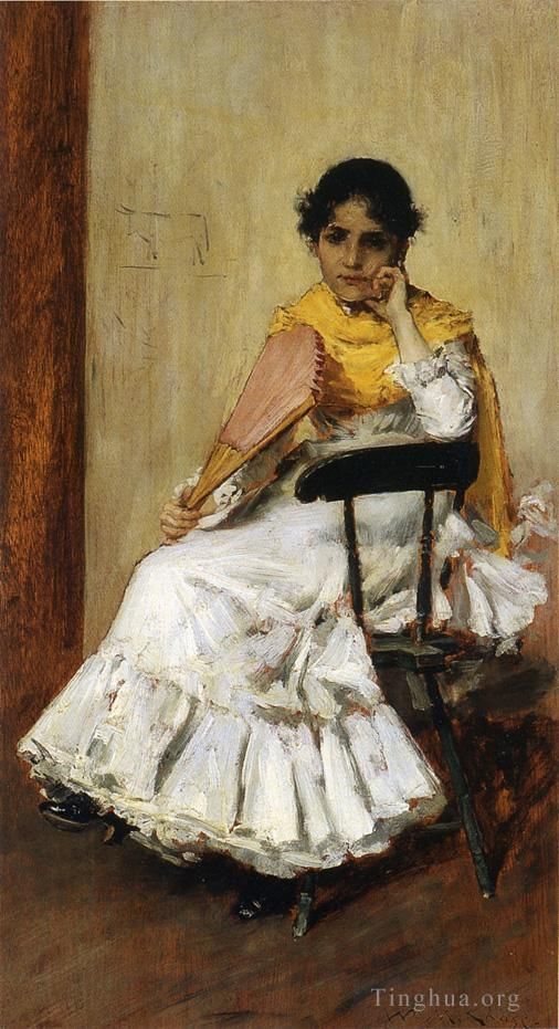 威廉·梅里特·切斯 的油画作品 -  《西班牙女孩又名穿着西班牙服装的蔡斯夫人的肖像》