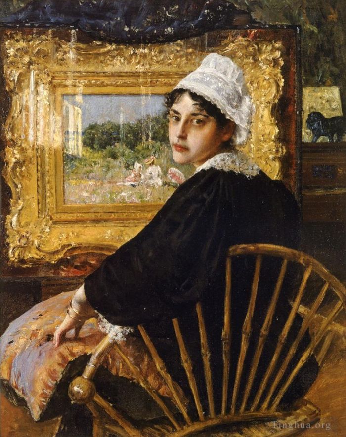 威廉·梅里特·切斯 的油画作品 -  《一项研究又名艺术家的妻子》