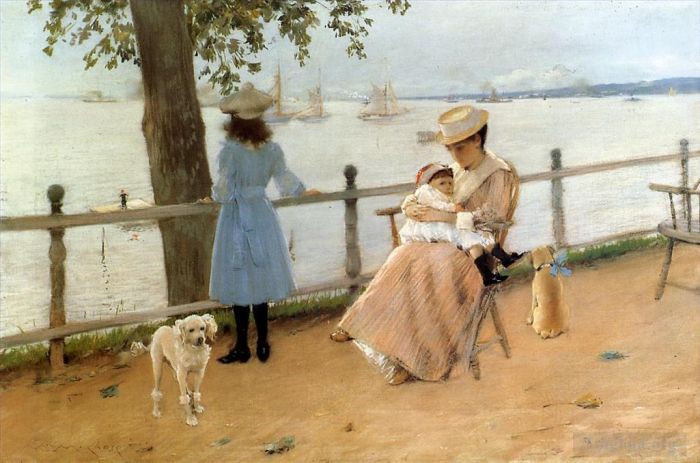 威廉·梅里特·切斯 的油画作品 -  《海边的下午，又名格雷夫森德湾》