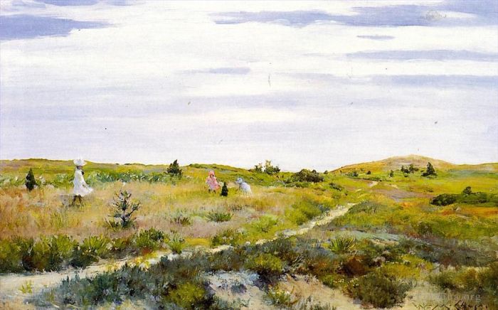 威廉·梅里特·切斯 的油画作品 -  《沿着辛纳科克的小路》
