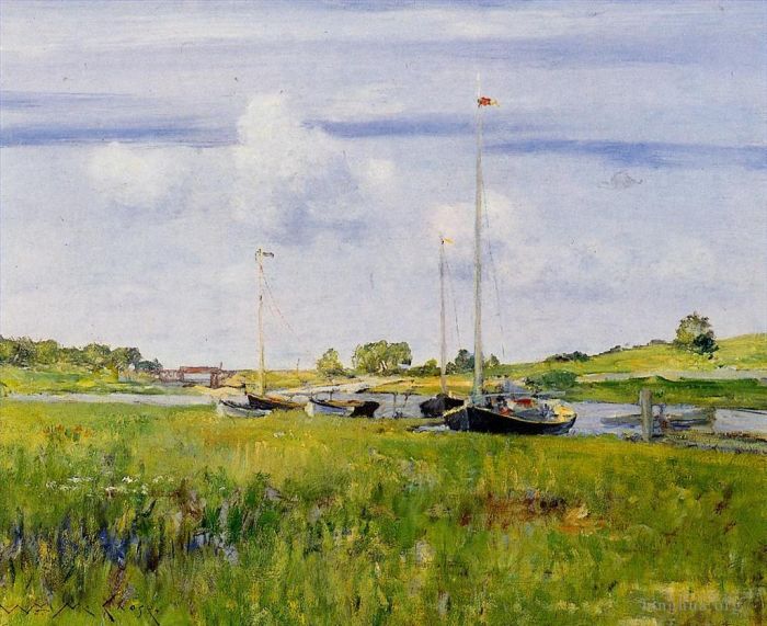 威廉·梅里特·切斯 的油画作品 -  《在游船码头》