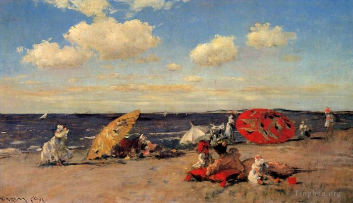 威廉·梅里特·切斯 的油画作品 -  《在海边》