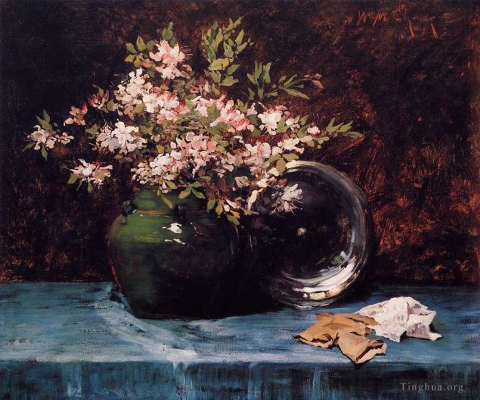 威廉·梅里特·切斯 的油画作品 -  《杜鹃花》