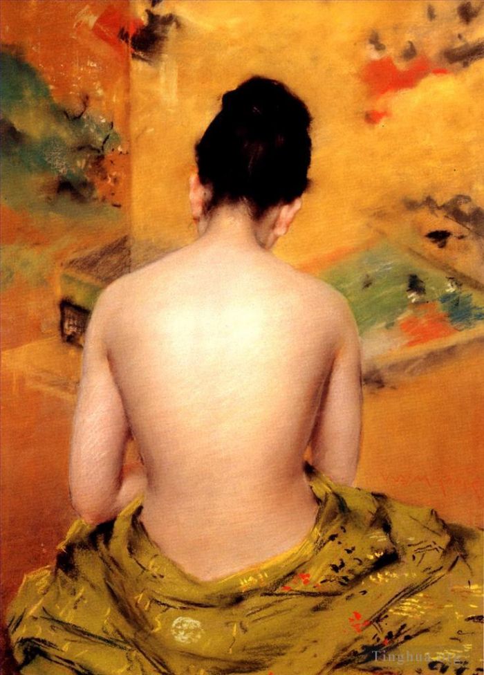 威廉·梅里特·切斯 的油画作品 -  《裸体的背面》