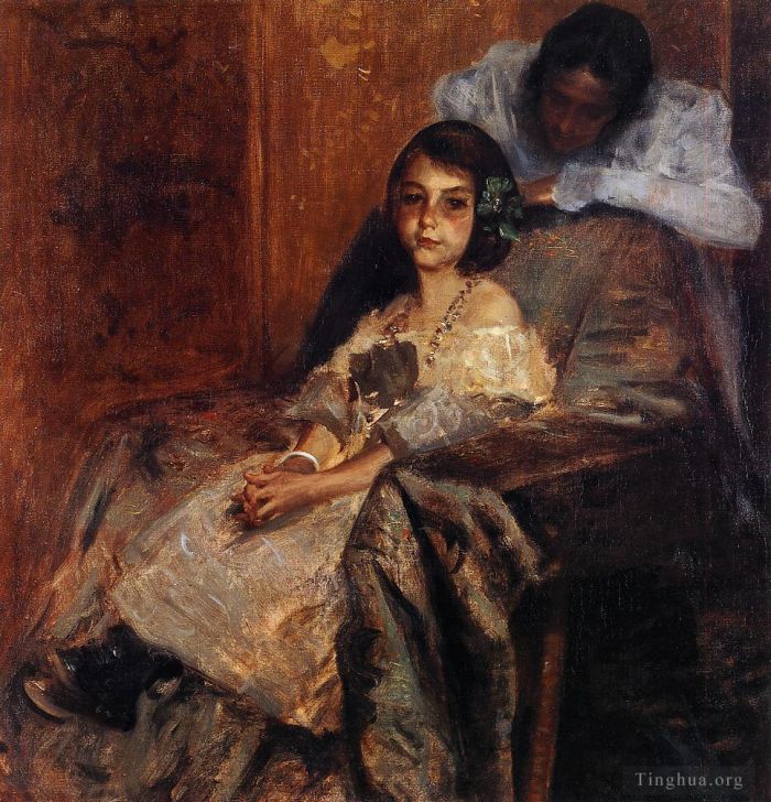 威廉·梅里特·切斯 的油画作品 -  《多萝西和她的妹妹》