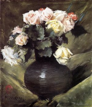 艺术家威廉·梅里特·切斯作品《花又名玫瑰花》
