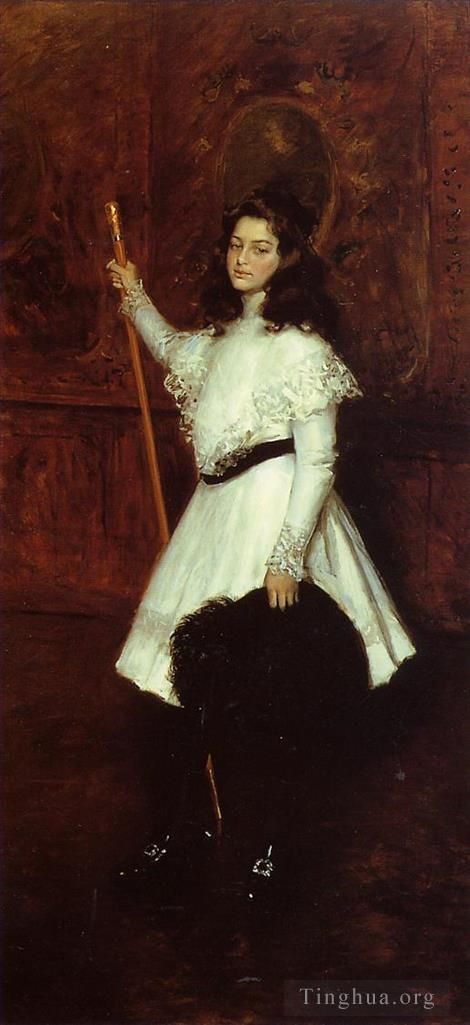 威廉·梅里特·切斯 的油画作品 -  《白衣女孩又名艾琳·迪莫克的肖像》