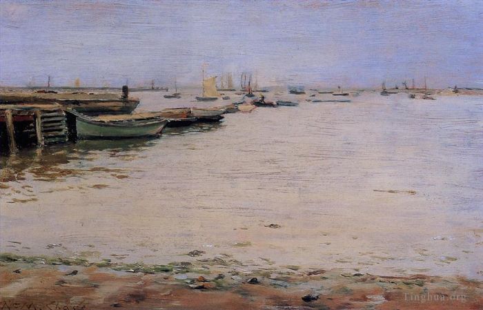 威廉·梅里特·切斯 的油画作品 -  《Gowanus,湾又名雾天,Gowanus,湾》