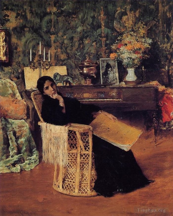 威廉·梅里特·切斯 的油画作品 -  《在工作室,1892》