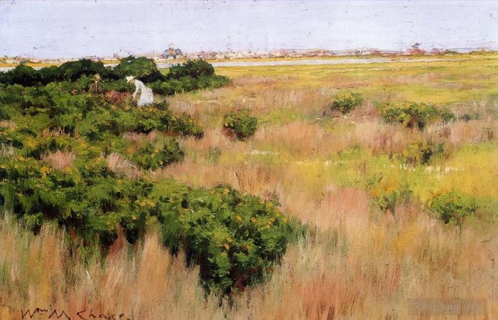 威廉·梅里特·切斯 的油画作品 -  《康尼岛附近的风景》