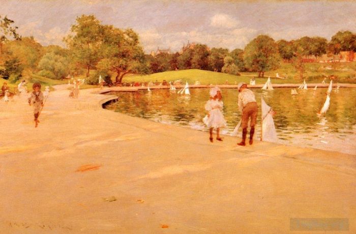 威廉·梅里特·切斯 的油画作品 -  《小人国船湖》