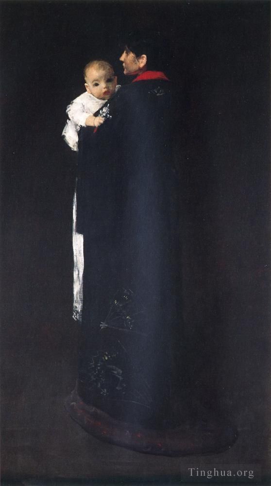 威廉·梅里特·切斯 的油画作品 -  《母亲和孩子又名第一肖像》