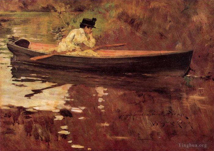 威廉·梅里特·切斯 的油画作品 -  《展望公园的蔡斯夫人》