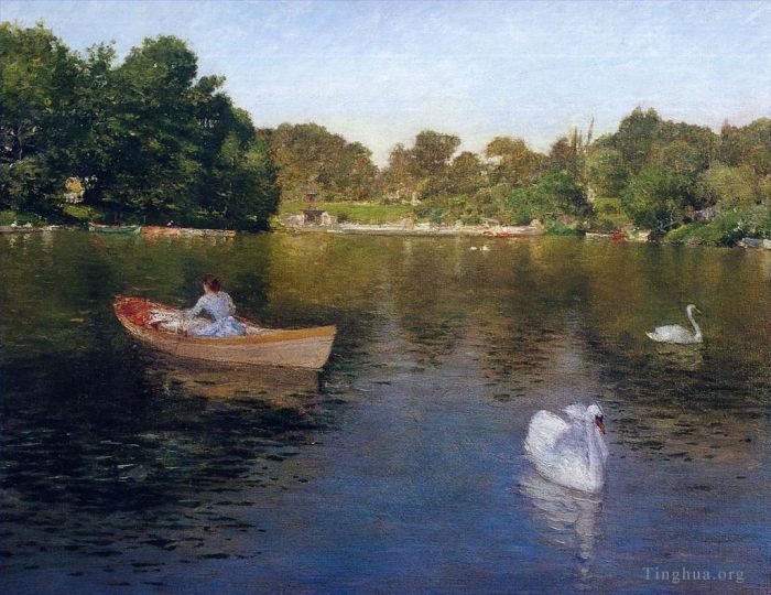 威廉·梅里特·切斯 的油画作品 -  《中央公园湖畔2》