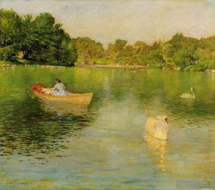 威廉·梅里特·切斯 的油画作品 -  《位于中央公园湖畔》