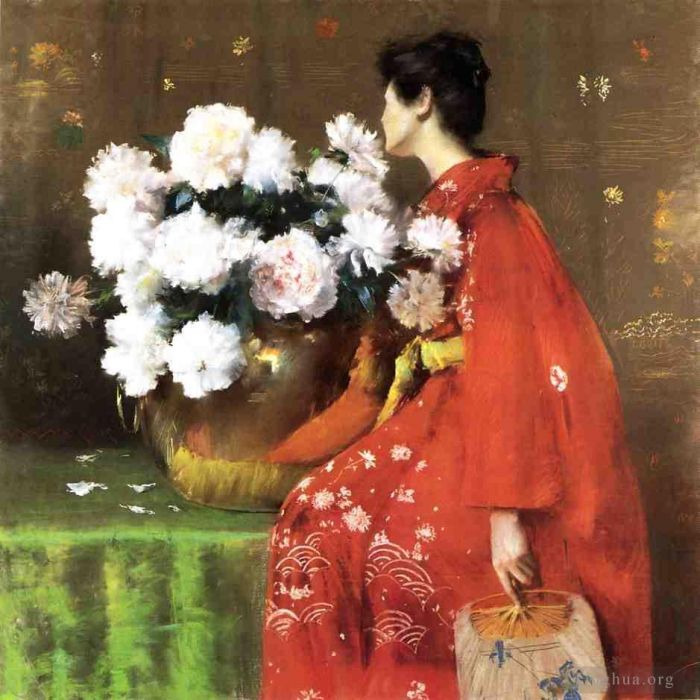 威廉·梅里特·切斯 的油画作品 -  《牡丹189花》