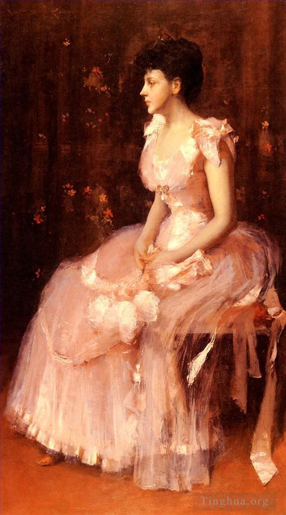 威廉·梅里特·切斯 的油画作品 -  《粉红女士的肖像》