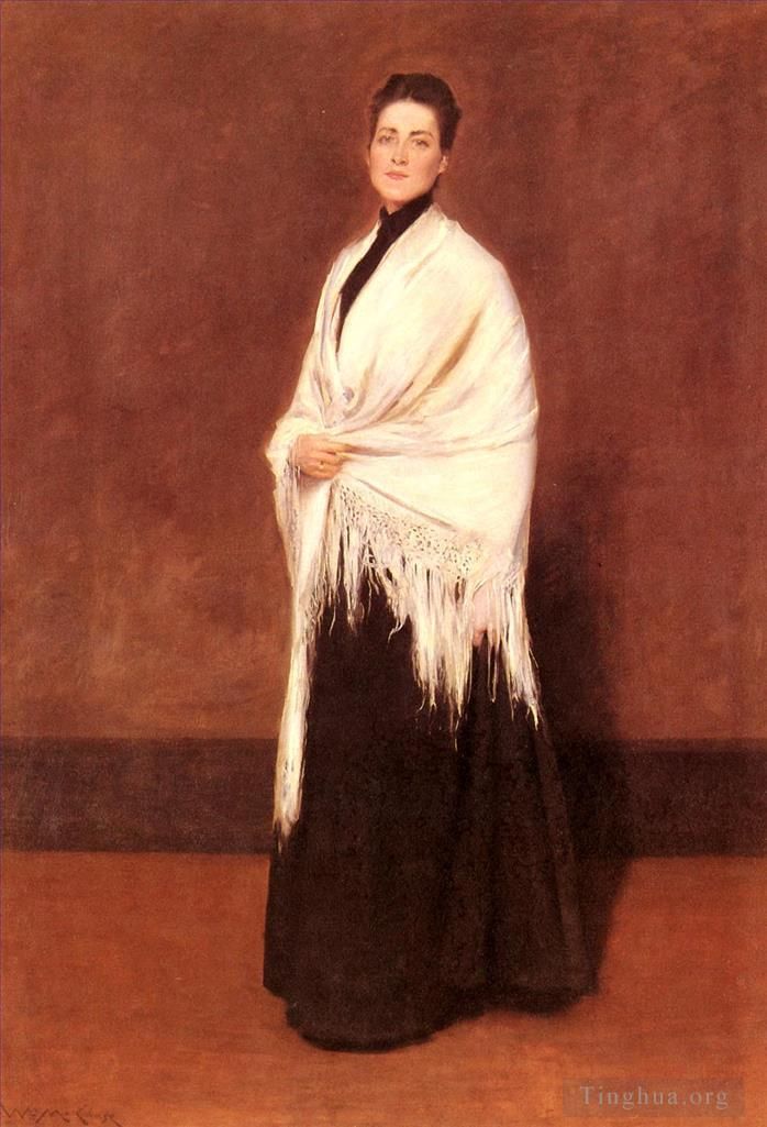 威廉·梅里特·切斯 的油画作品 -  《CSHAWL,夫人的肖像》