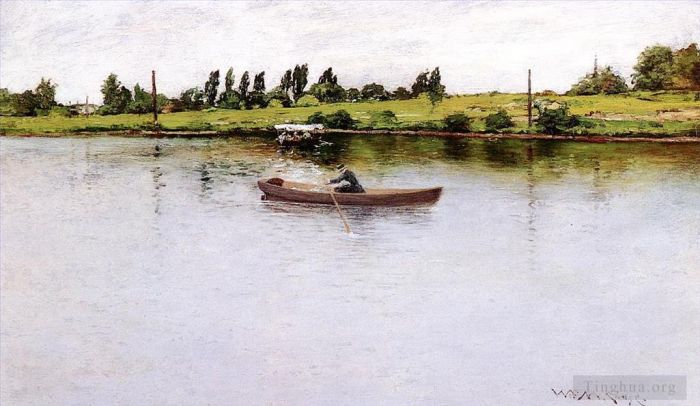威廉·梅里特·切斯 的油画作品 -  《拉向岸边》