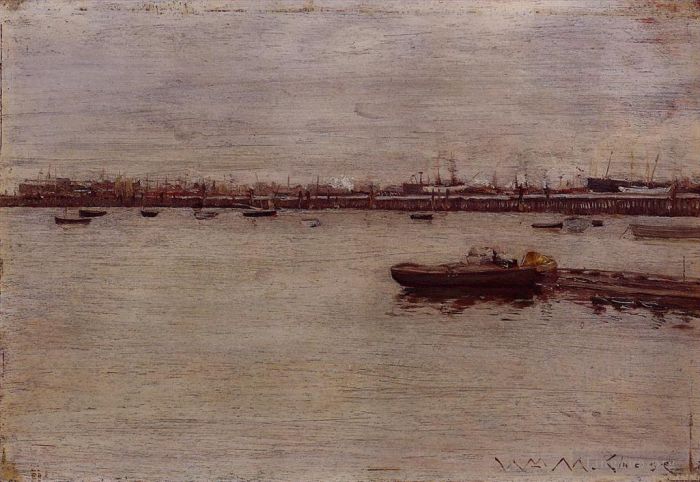 威廉·梅里特·切斯 的油画作品 -  《修复码头,Gowanus,码头》