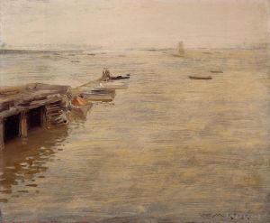 艺术家威廉·梅里特·切斯作品《海边又名灰色的一天》