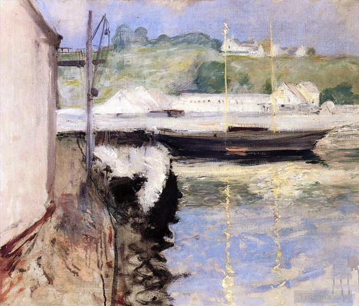威廉·梅里特·切斯 的油画作品 -  《棚屋和纵帆船格洛斯特》