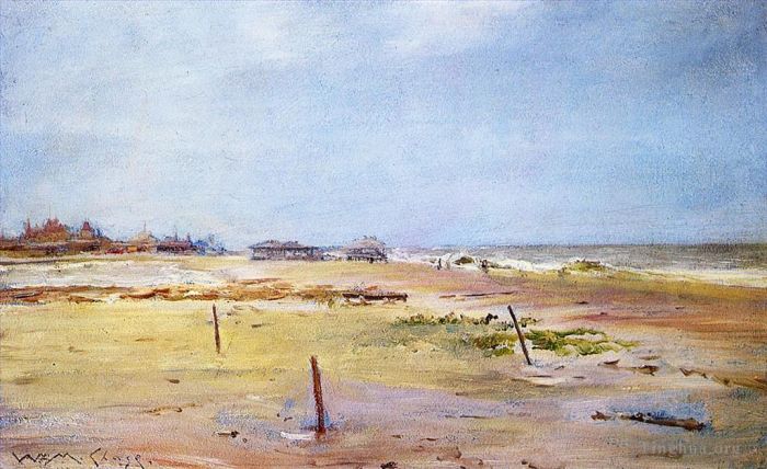 威廉·梅里特·切斯 的油画作品 -  《岸边场景》