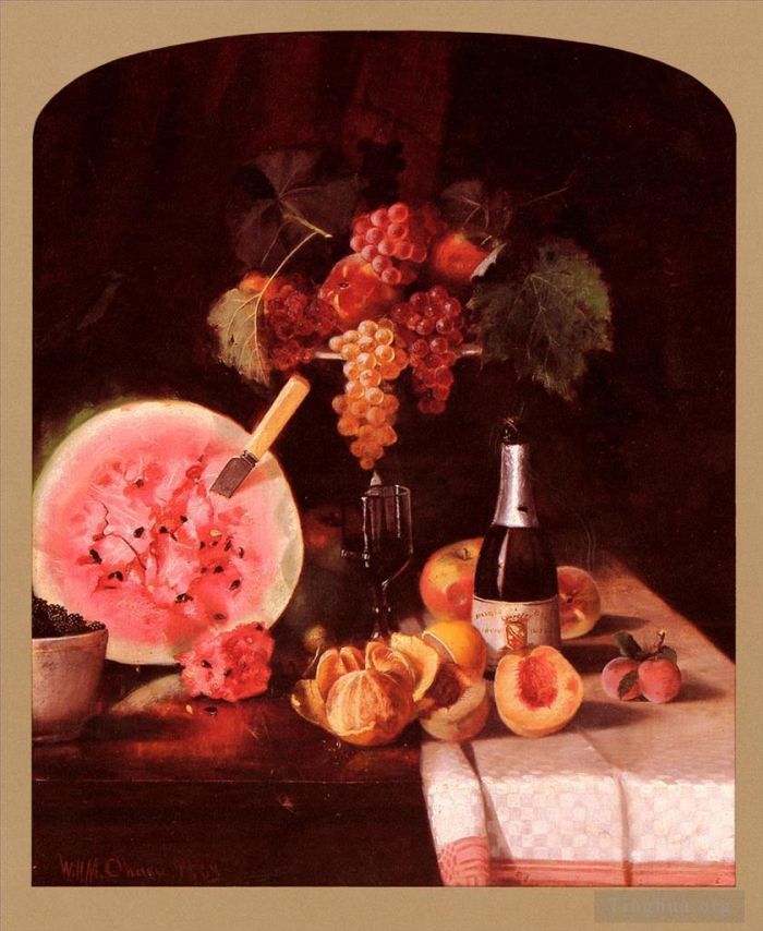 威廉·梅里特·切斯 的油画作品 -  《静物与西瓜》