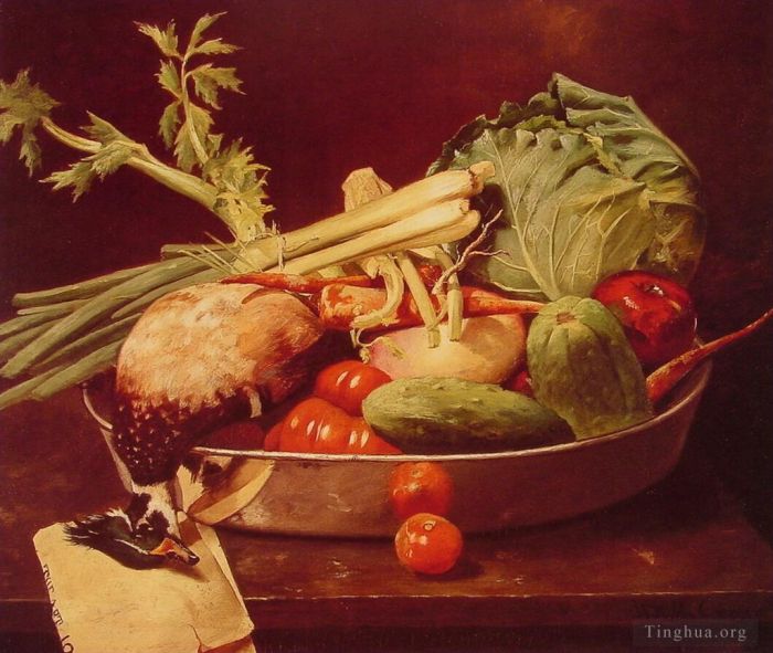 威廉·梅里特·切斯 的油画作品 -  《静物与蔬菜》
