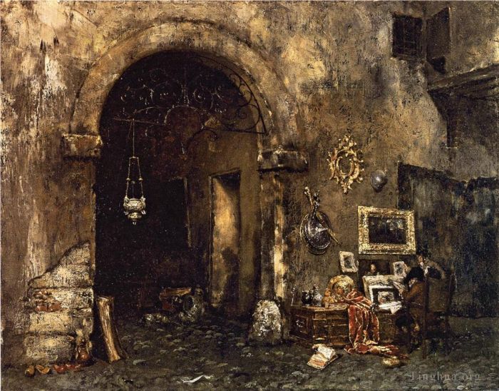 威廉·梅里特·切斯 的油画作品 -  《古玩店》