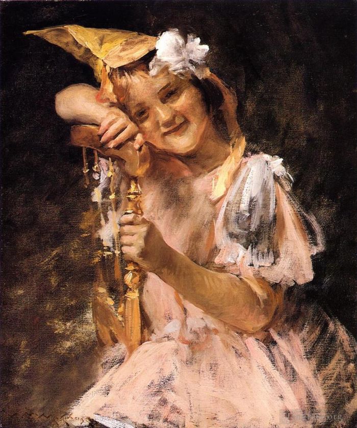 威廉·梅里特·切斯 的油画作品 -  《生日派对又名海伦·委拉斯开兹·蔡斯》