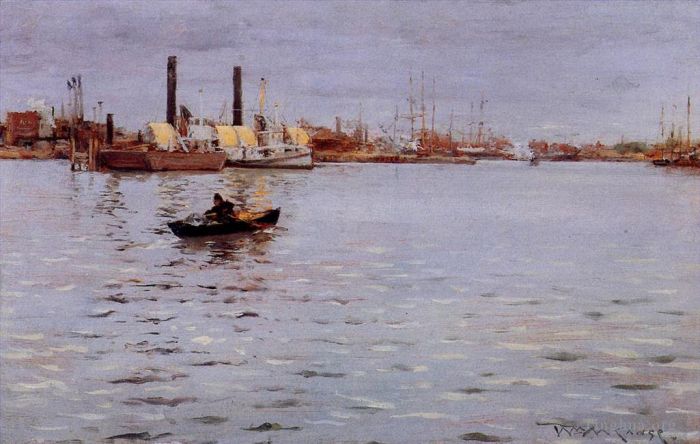威廉·梅里特·切斯 的油画作品 -  《东河》