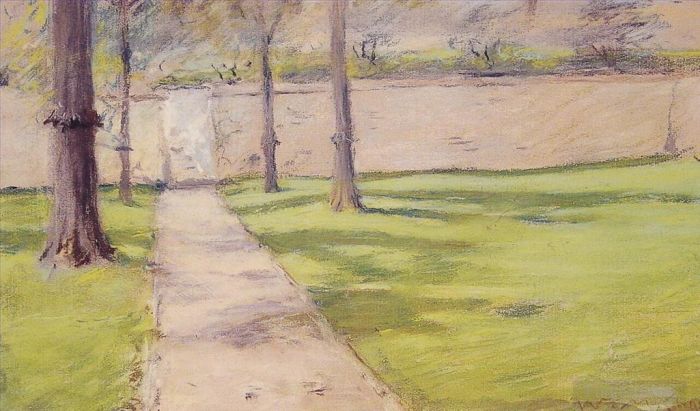 威廉·梅里特·切斯 的油画作品 -  《花园墙》