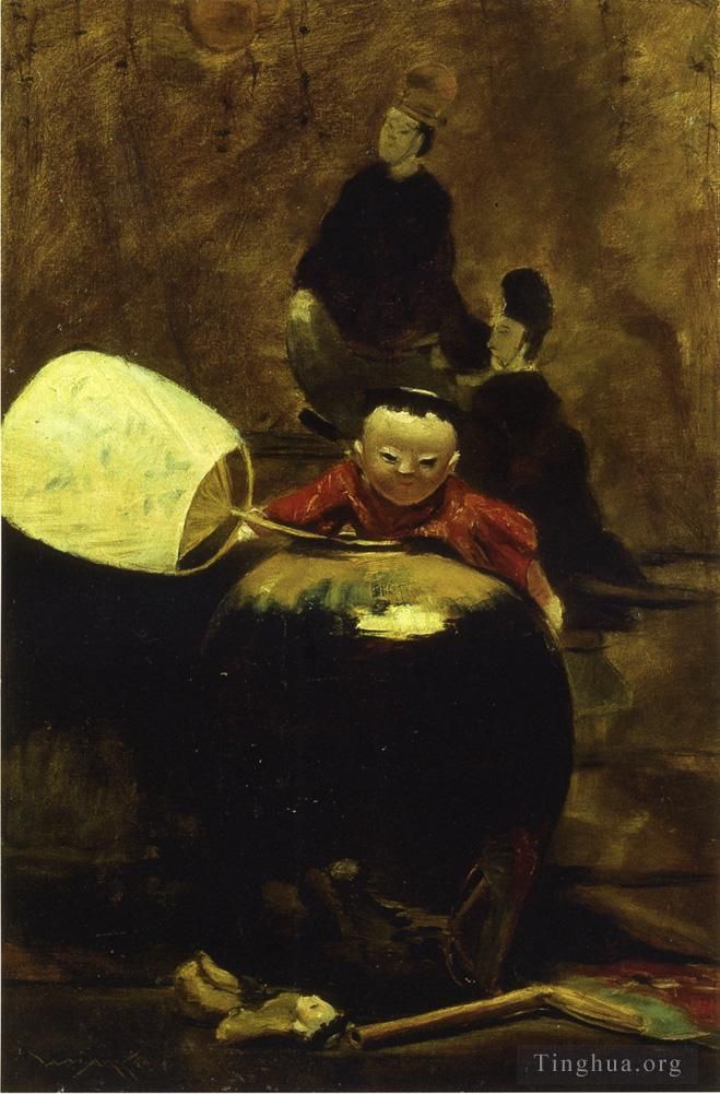 威廉·梅里特·切斯 的油画作品 -  《日本娃娃》