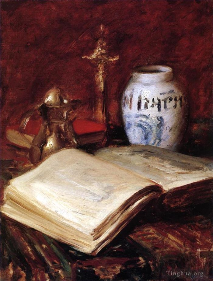 威廉·梅里特·切斯 的油画作品 -  《旧书》