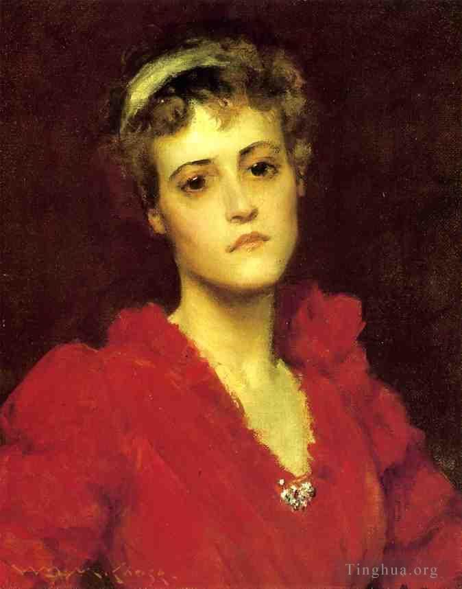 威廉·梅里特·切斯 的油画作品 -  《红袍》